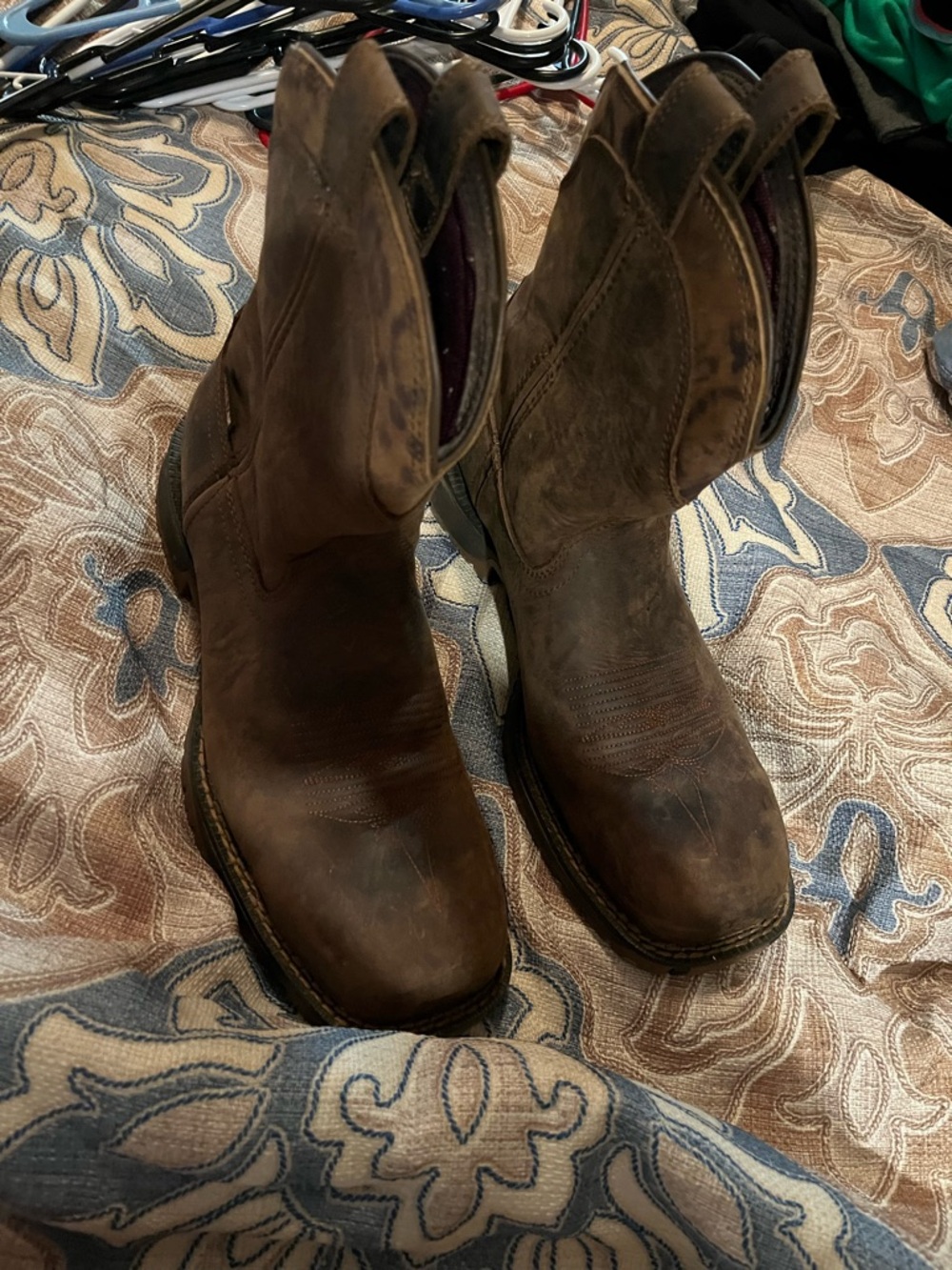 Rocky Brown Distressed Leather Western Heeled Boots